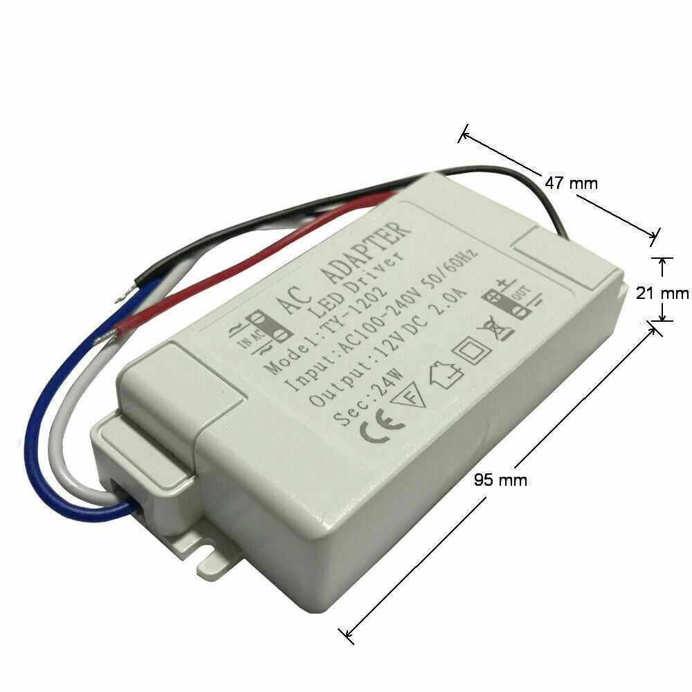 LED Trafo 12V DC 24W, 2A, 110-230V AC, Konstantspannungstransformator