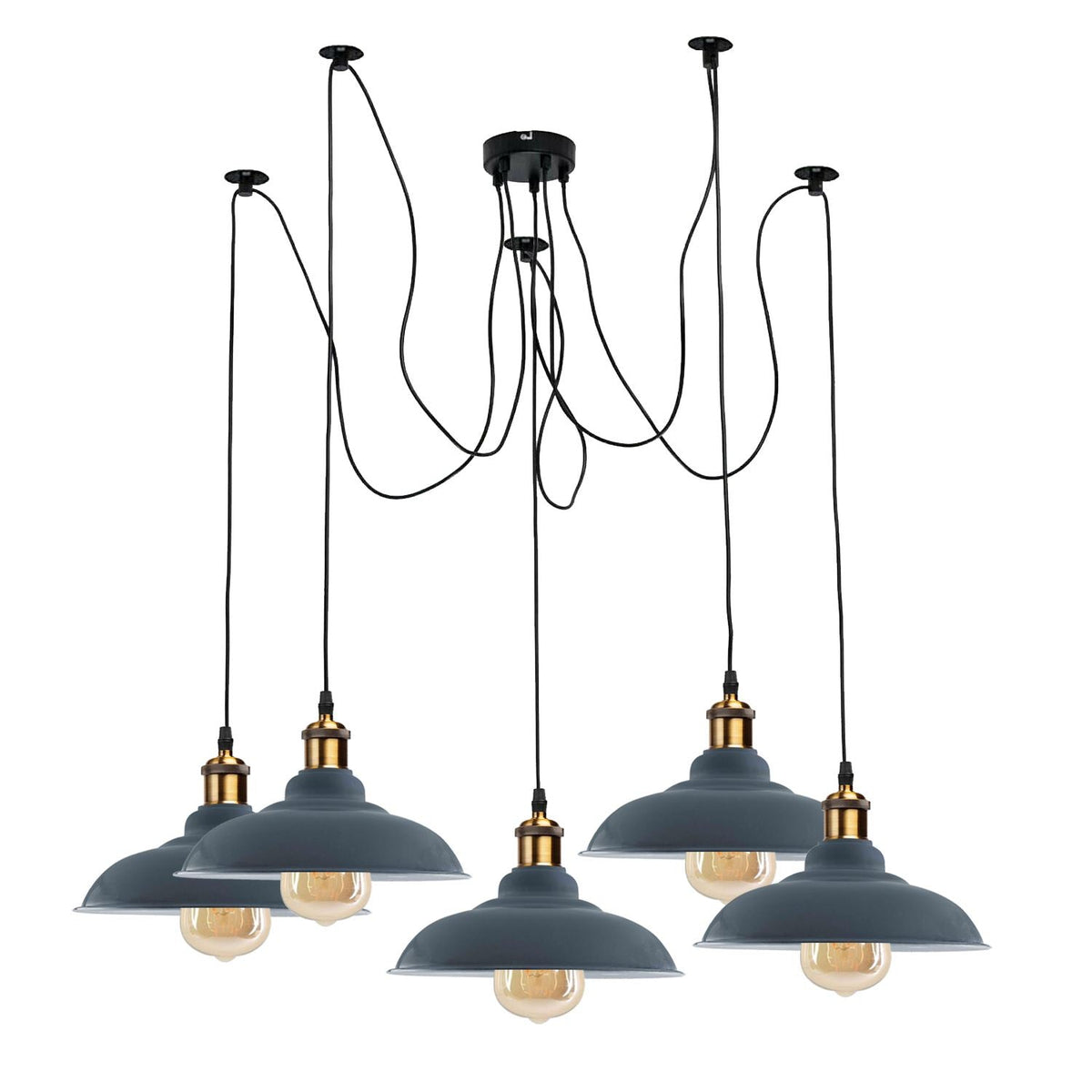 Vintage 5-Wege-Kronleuchter Spinne Deckenleuchte Innenleuchte Metall Curvy Shade