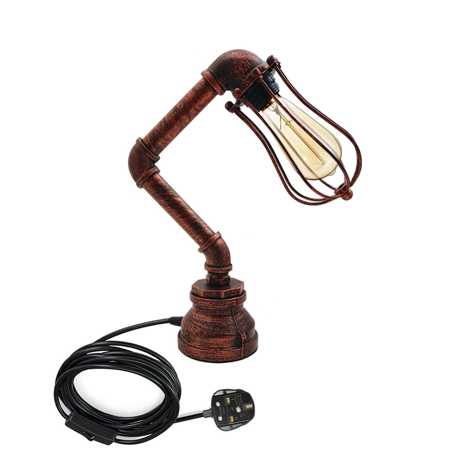 Industrial Plug-In Tischleuchte Steampunk Metall Indoor Stand Wasserpfeife Retro Beleuchtung lidsone.com