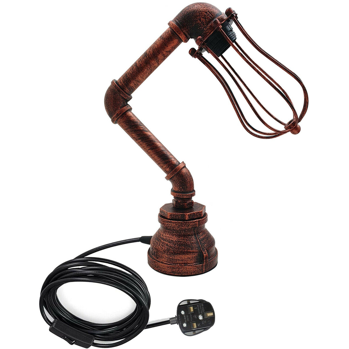 Industrial Plug-In Tischleuchte Steampunk Metall Indoor Stand Wasserpfeife Retro Beleuchtung lidsone.com