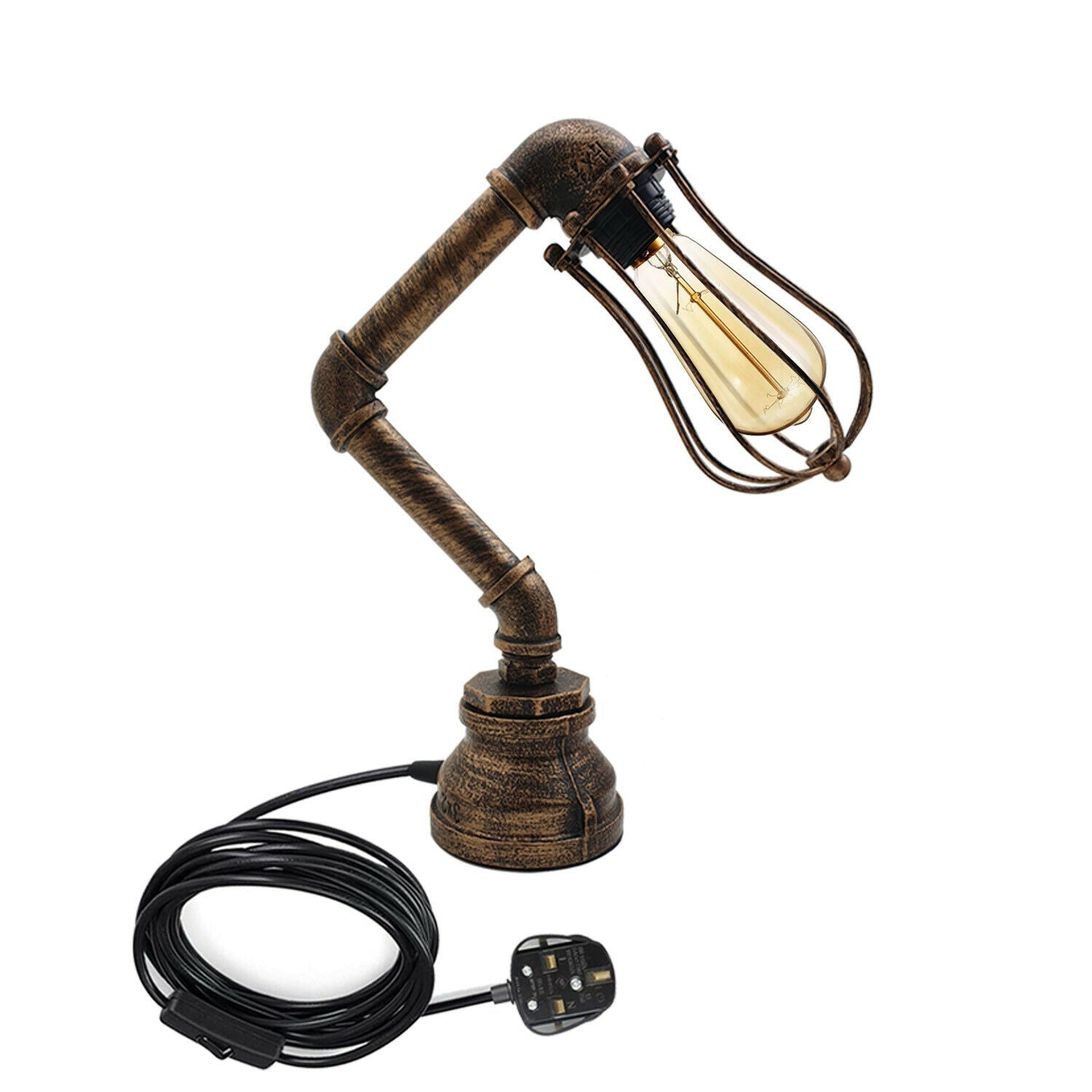 Industrial Plug-In Tischleuchte Steampunk Metall Indoor Stand Wasserpfeife Retro Beleuchtung lidsone.com
