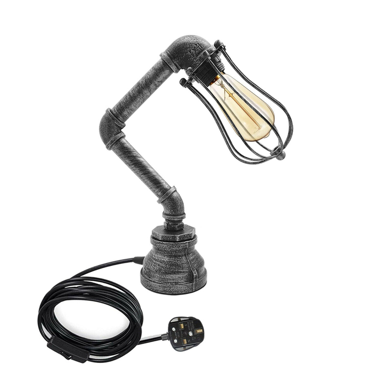 Industrial Plug-In Tischleuchte Steampunk Metall Indoor Stand Wasserpfeife Retro Beleuchtung lidsone.com