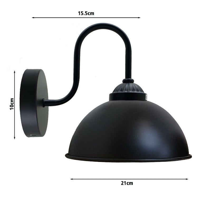 Industrielle Vintage Wandleuchte aus Metall, Kuppelform, Innenleuchte, schwarz