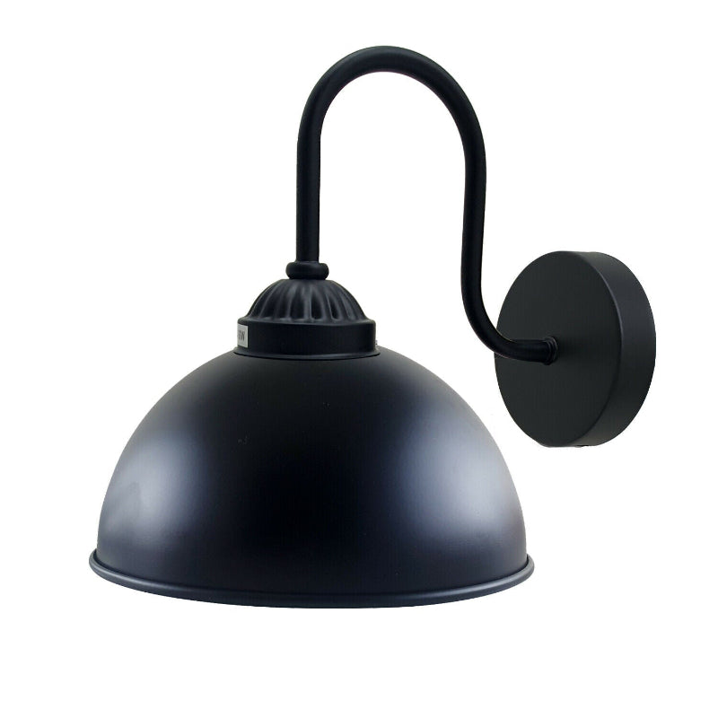 Industrielle Vintage Wandleuchte aus Metall, Kuppelform, Innenleuchte, schwarz