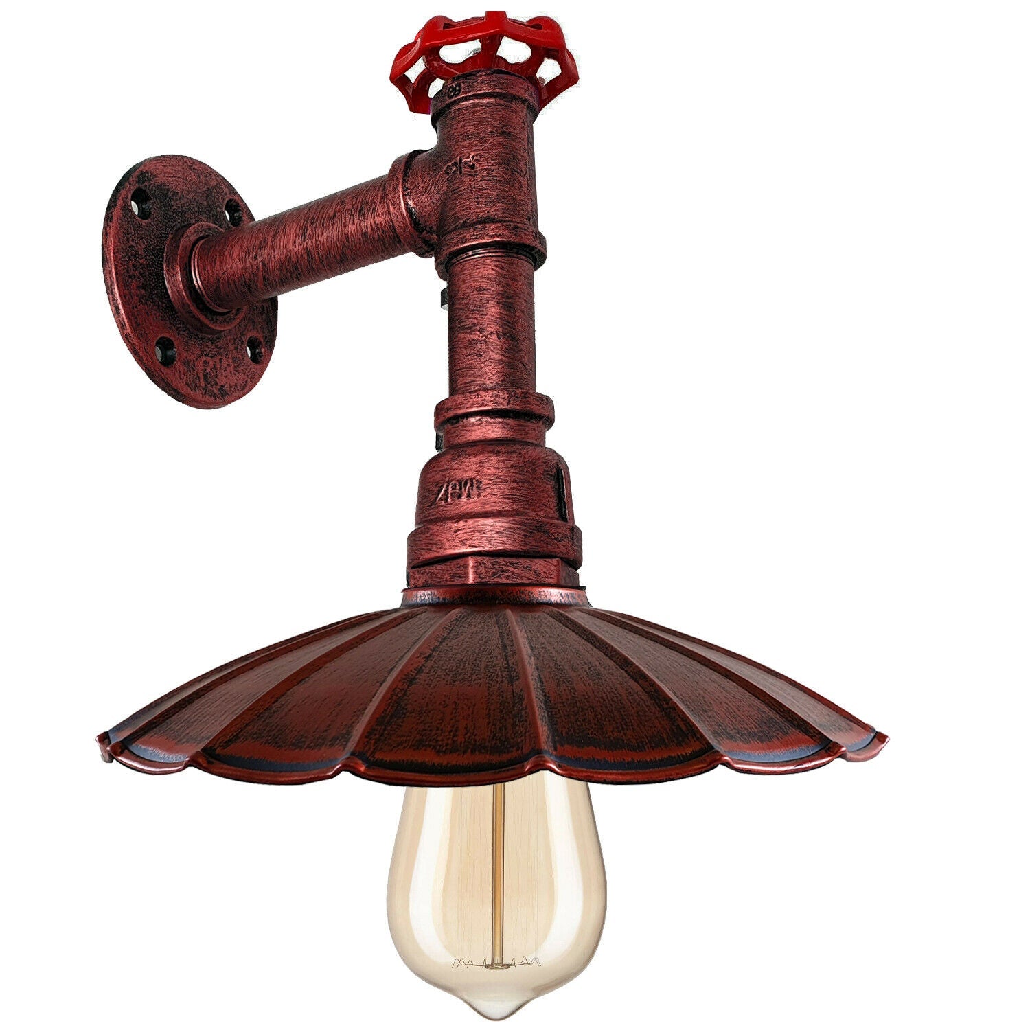 Industrie Regenschirm Form Schirm Wand Rohr Leuchten Innenleuchte Metall Lampe Rustikal Rot lidsone.com