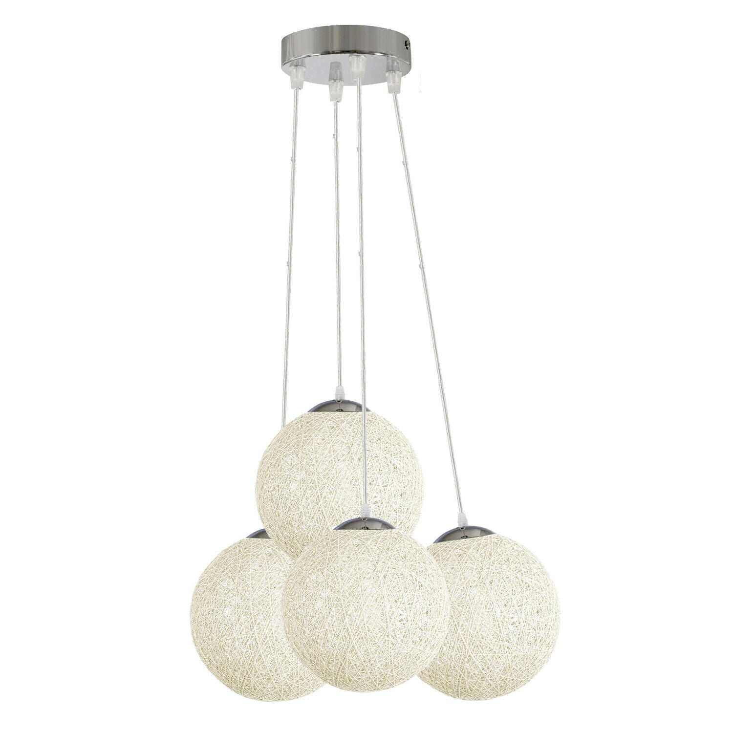 Rattan Wicker Woven Ball Globe Pendelleuchtenschirm 4 Outlet Weiß