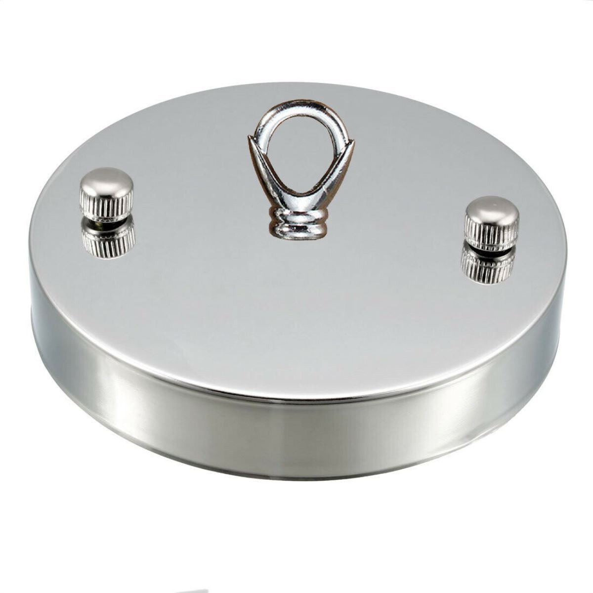 Chromfarbener Deckenhakenring Single Point Drop Outlet Plate Perfekt für Flexkabel aus Stoff