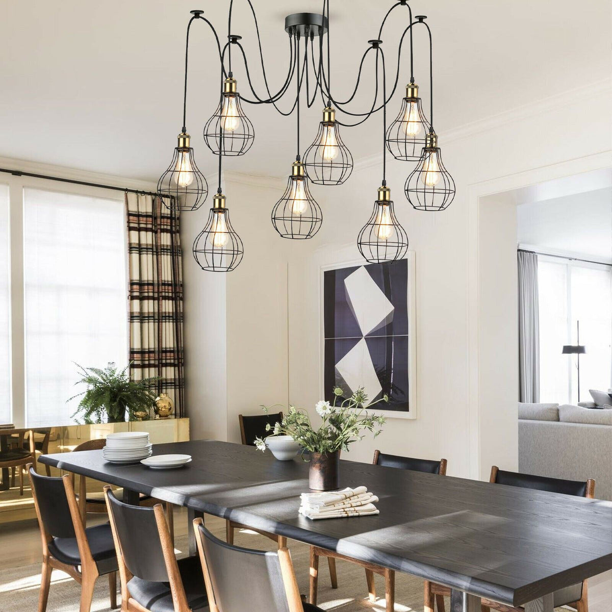 Pendelleuchte 8-flammig Spinnenlampe decke Käfig 