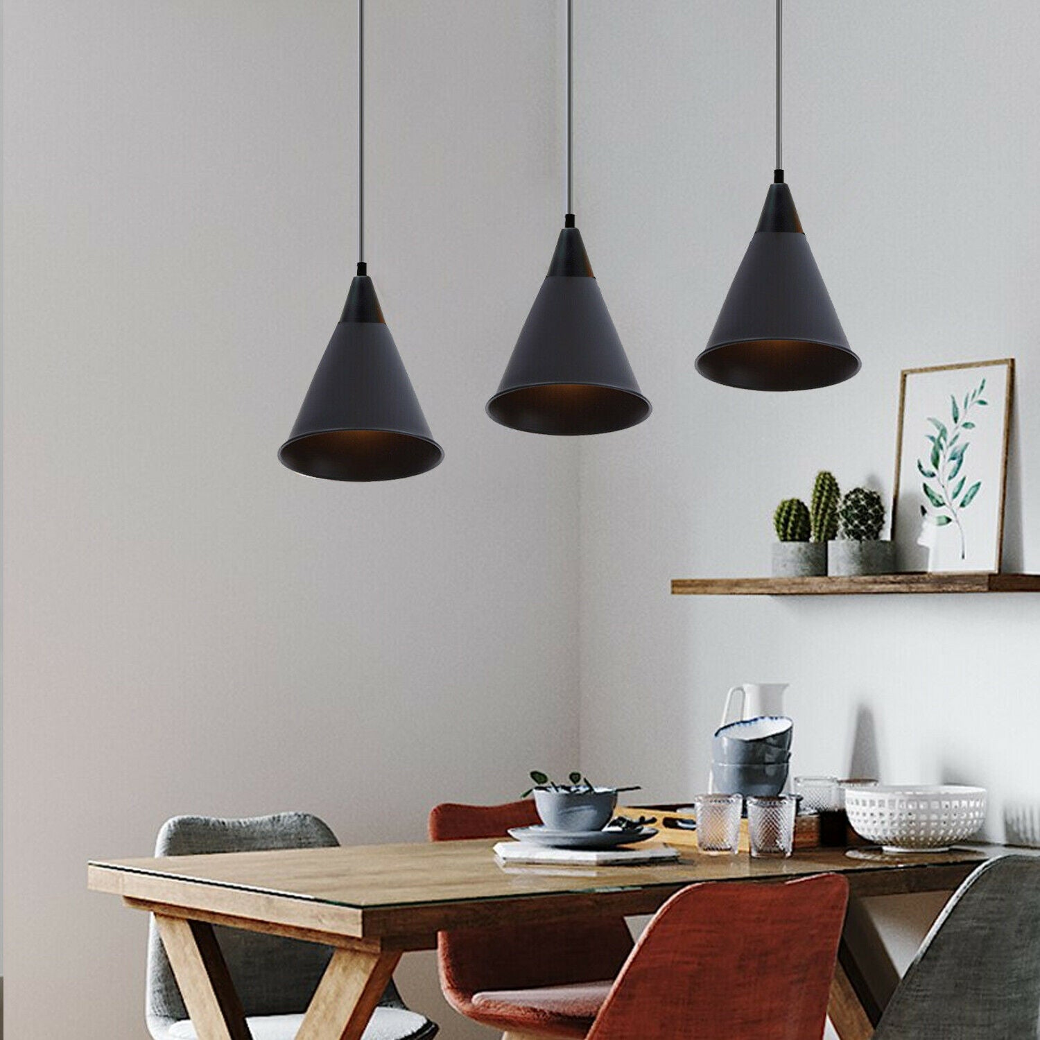 Schwarz-Retro Deckenlampe Vintage-Leuchte Pendelleuchte Hängelampe Industrie Design