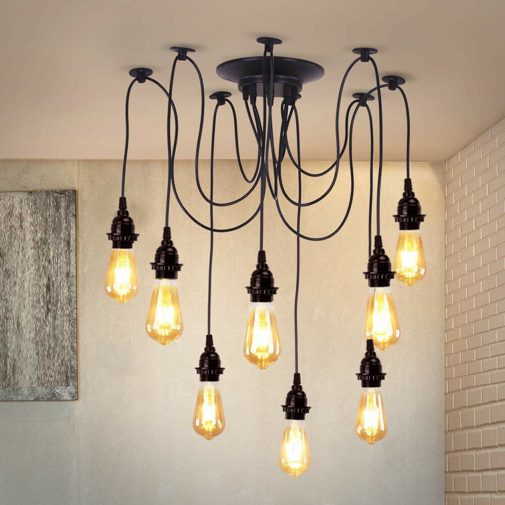 Retro Spinnenlampe 8 Köpfe Deckenpendelleuchte 