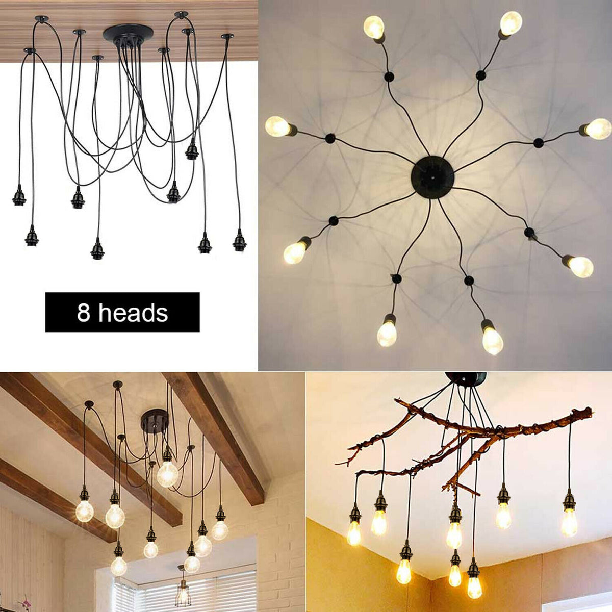 Retro Spinnenlampe 8 Köpfe Deckenpendelleuchte 