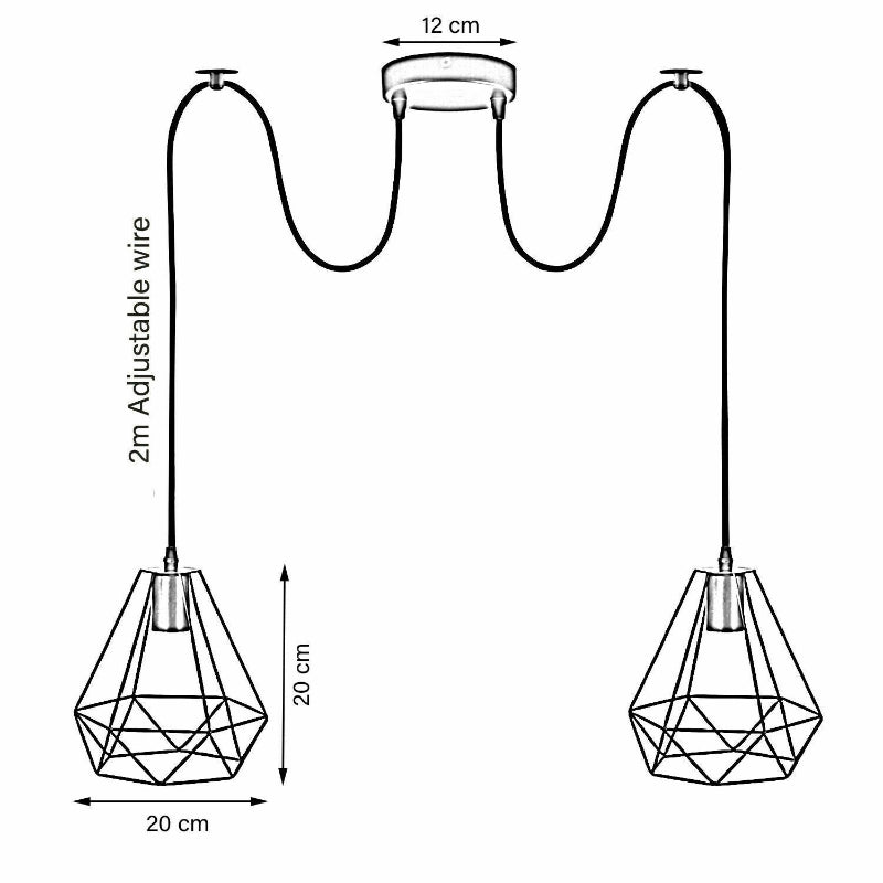 Spinnenlampe Decke 2-Flammig Pendelleuchten Deckenrosette