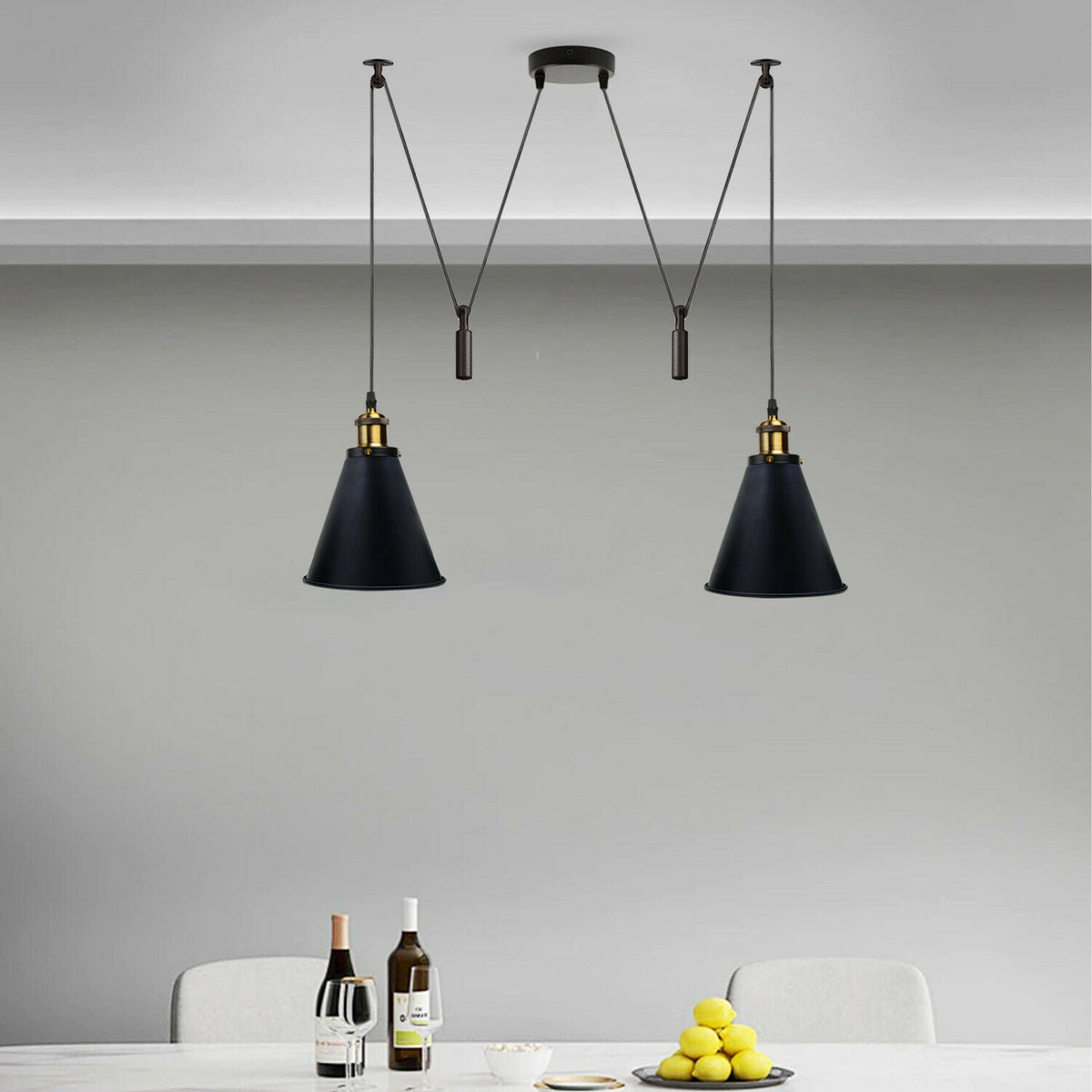 Spinnenlampe Vintage mit Edison Glühbirnen