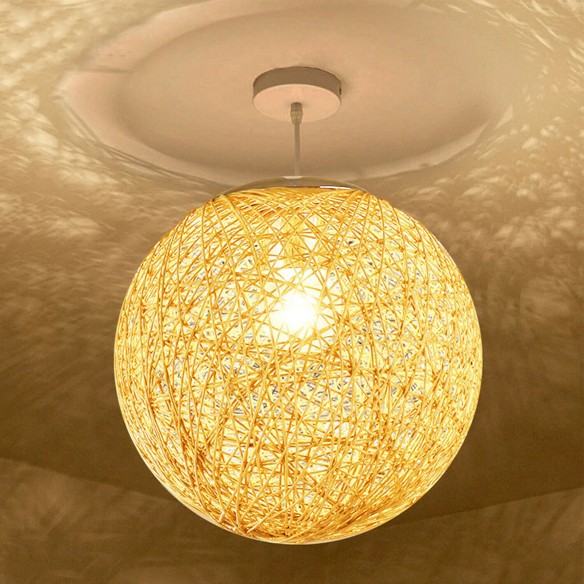 Beste Qualität Single Rattan Vine Ball Deckenpendelleuchte Gelb