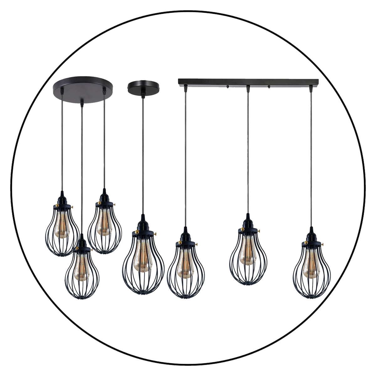 Retro Industrieller Schwarzer Indoor Hängende Verstellbare Pendelleuchte Große Vase Käfig Deckenleuchter