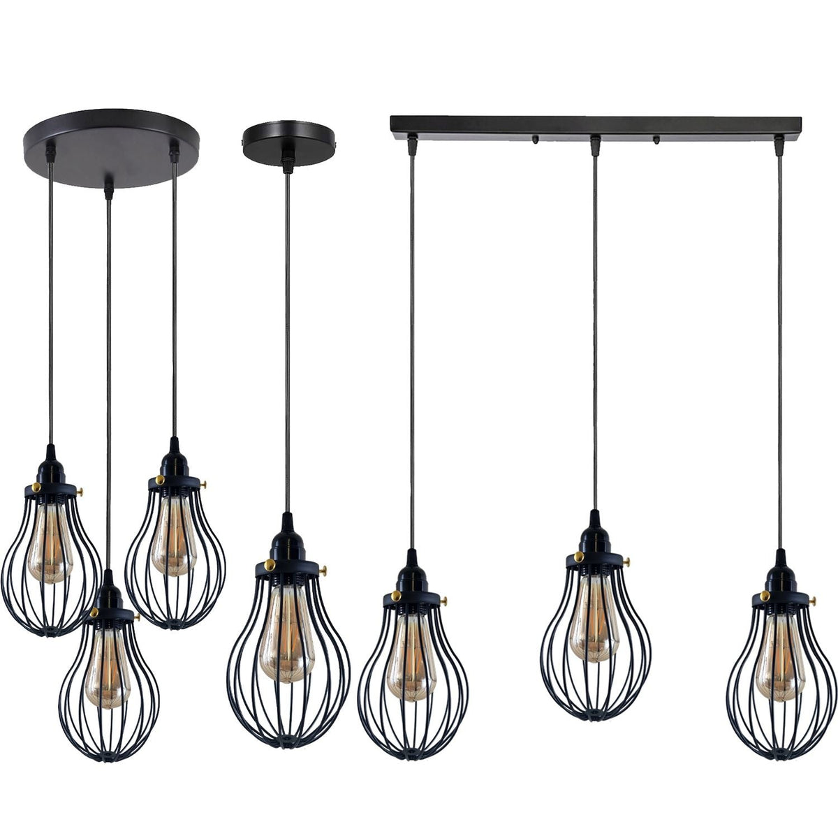 Retro Industrieller Schwarzer Indoor Hängende Verstellbare Pendelleuchte Große Vase Käfig Deckenleuchter