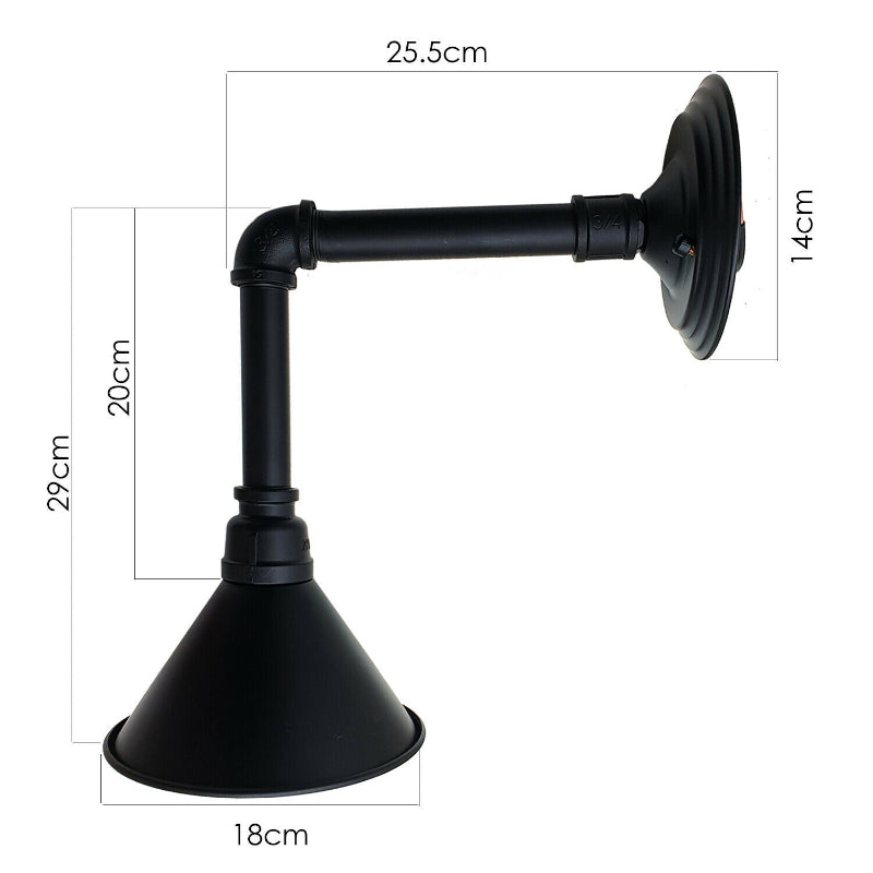 Schwarze E27 Wandleuchte aus Metall für moderne und rustikale Räume

