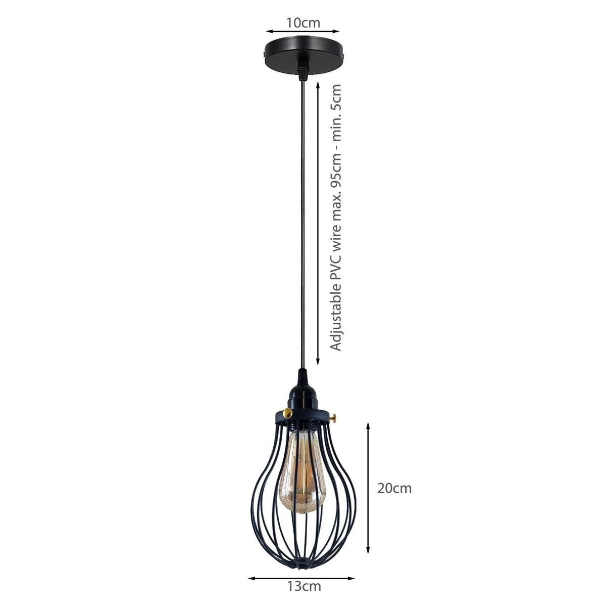 Retro Industrieller Schwarzer Indoor Hängende Verstellbare Pendelleuchte Große Vase Käfig Deckenleuchter