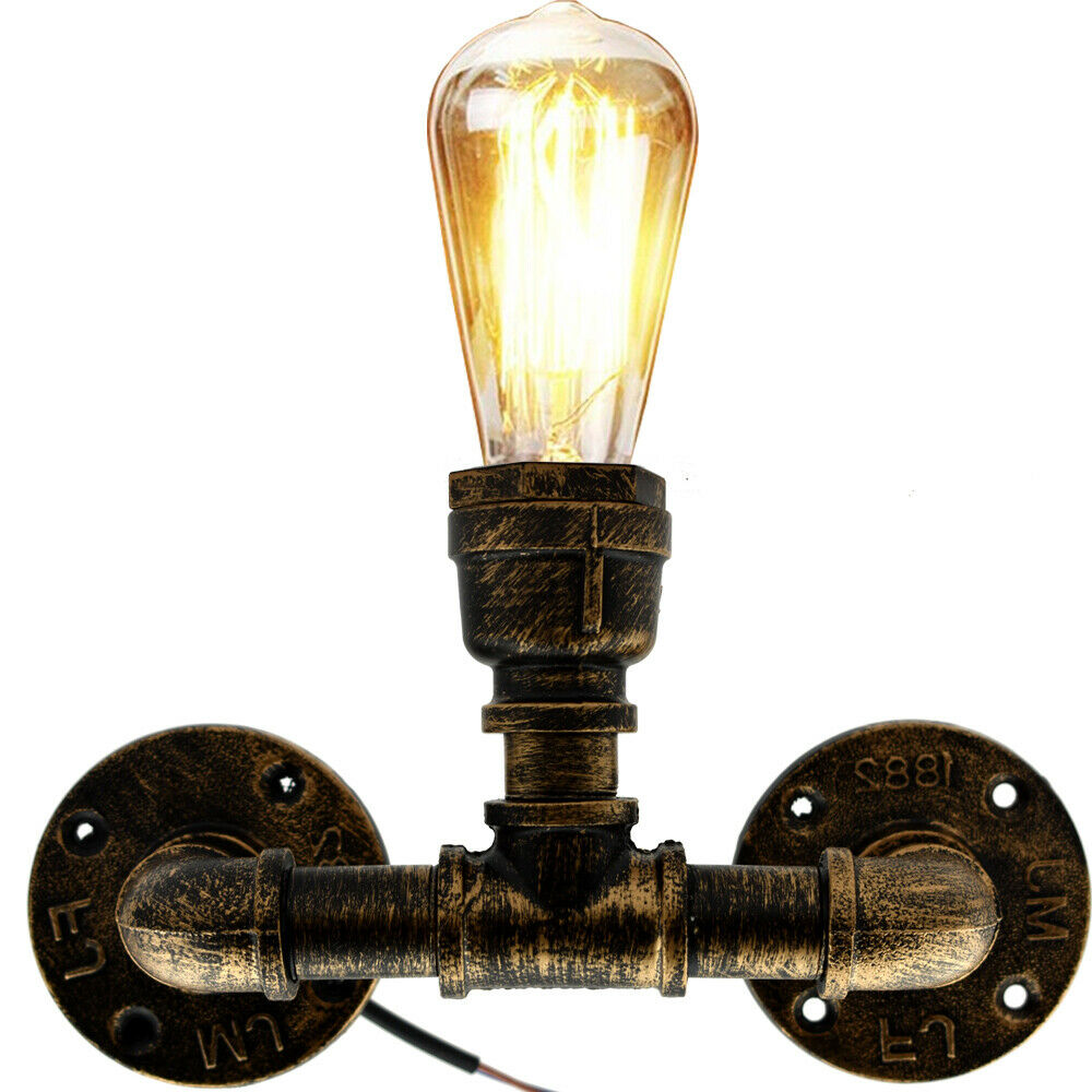 Vintage Industrial Sconce One Head Loft Rustic Water Pipe Wall Light Porch Lamp Steampunk - lidsone.com-10
