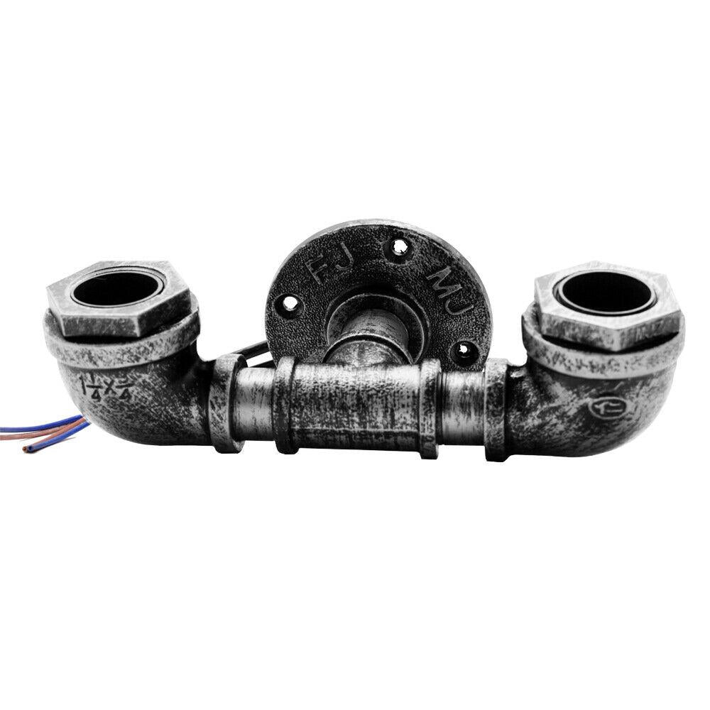 Gebürstetes Silber  2-flammige Steampunk-Wandleuchte