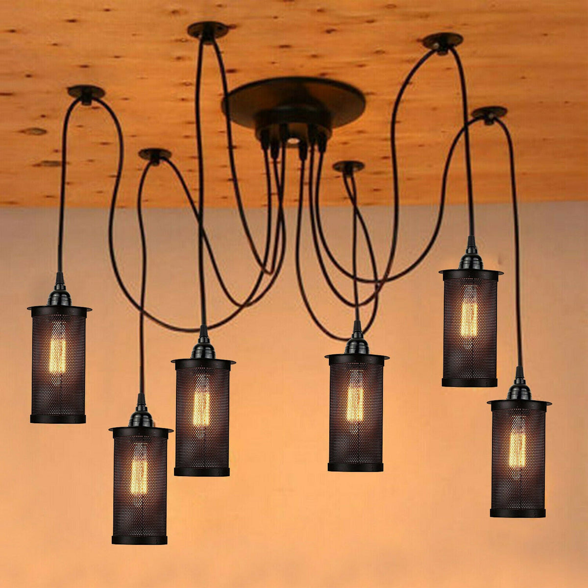 Retro Vintage Kronleuchter Deckenspinne Licht Industrielle Anhänger DIY Lampe E28