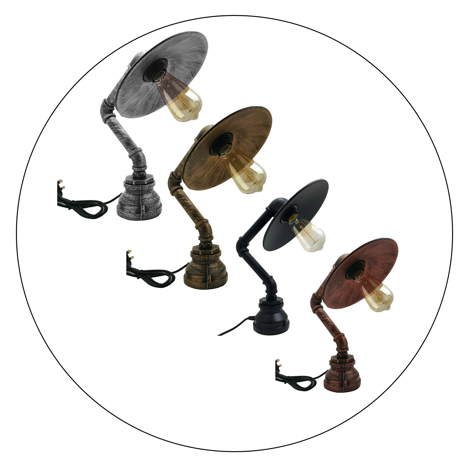 Moderne industrielle Retro-Stil-Stahlrohr-Schreibtisch-Tischlampe mit flachem Schirm lidsone.com-1