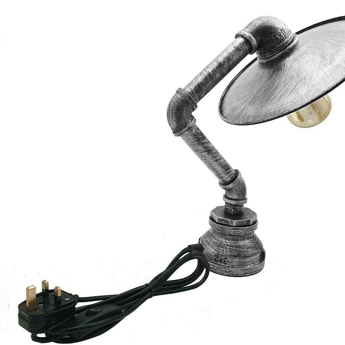 Moderne industrielle Retro-Stil-Stahlrohr-Schreibtisch-Tischlampe mit flachem Schirm lidsone.com-4