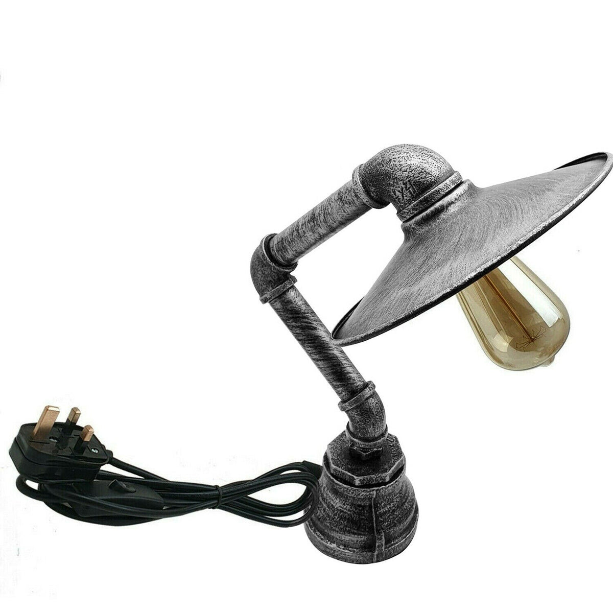 Moderne industrielle Retro-Stil-Stahlrohr-Schreibtisch-Tischlampe mit flachem Schirm lidsone.com-5