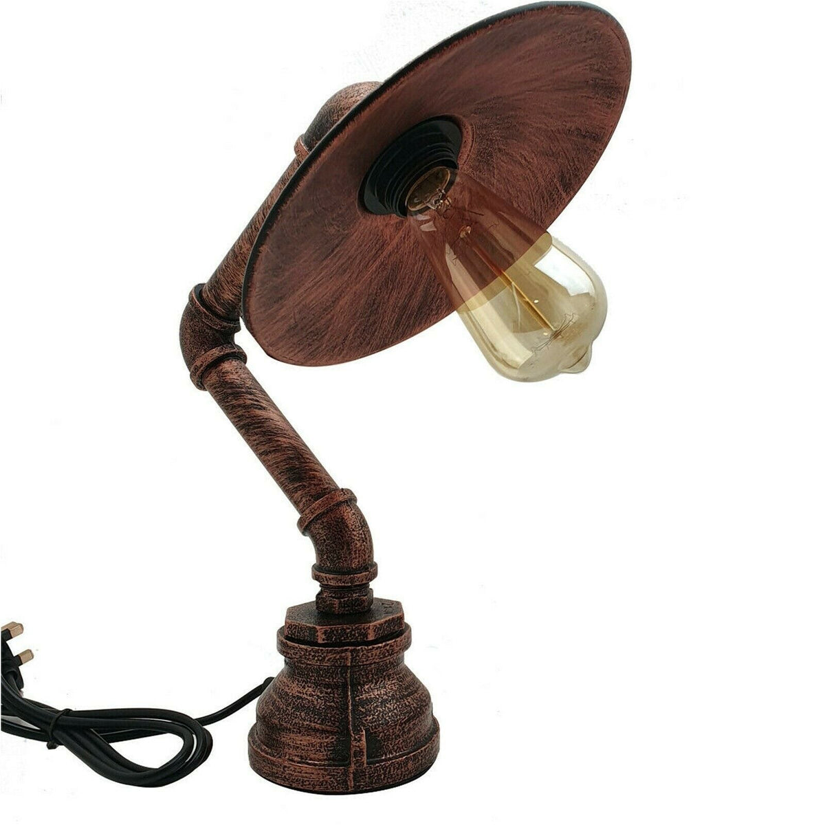 Moderne industrielle Retro-Stil-Stahlrohr-Schreibtisch-Tischlampe mit flachem Schirm lidsone.com-9