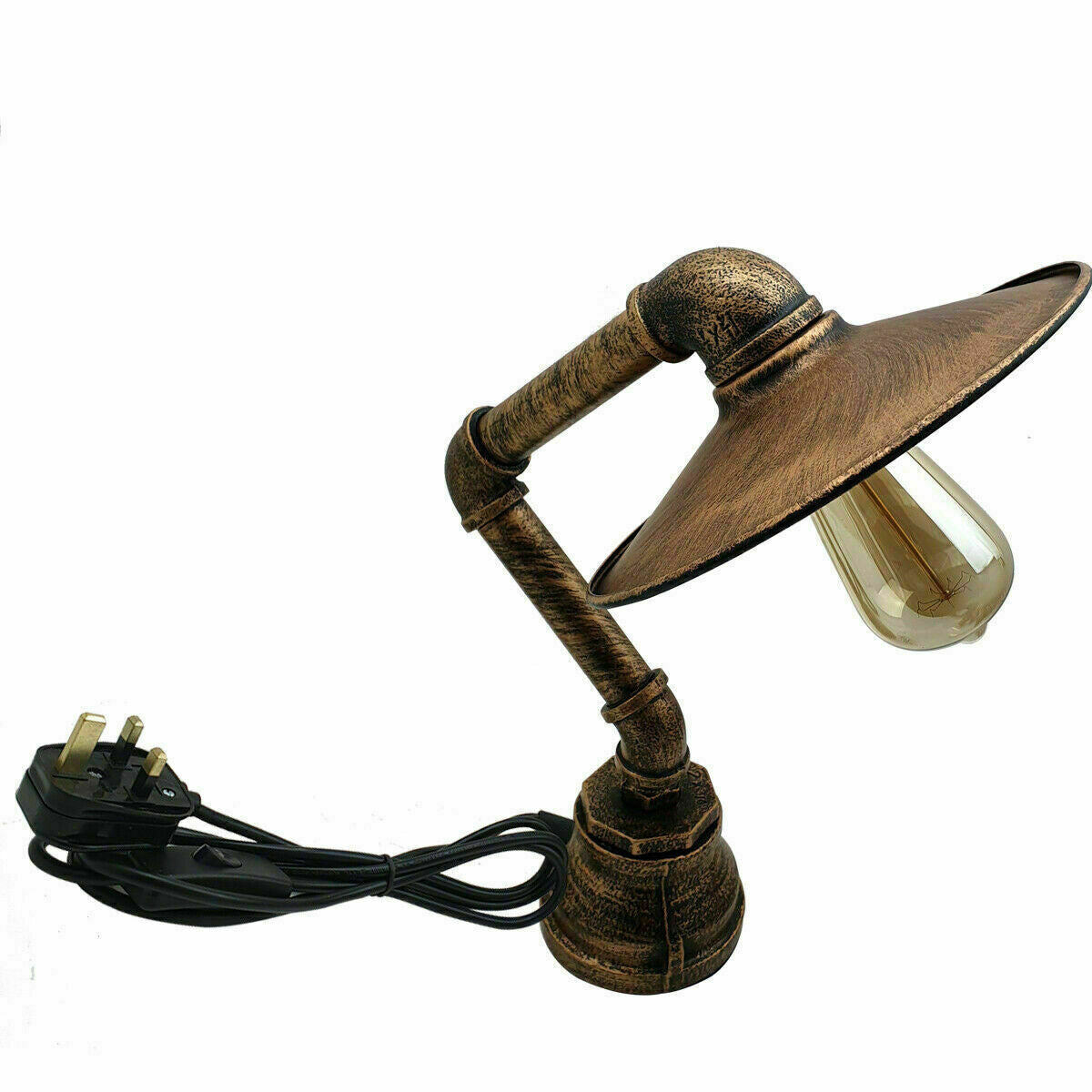 Moderne industrielle Retro-Stil-Stahlrohr-Schreibtisch-Tischlampe mit flachem Schirm lidsone.com-12