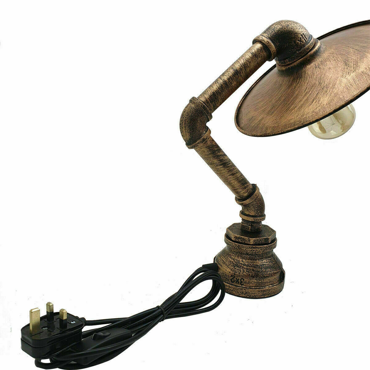 Moderne industrielle Retro-Stil-Stahlrohr-Schreibtisch-Tischlampe mit flachem Schirm lidsone.com-14