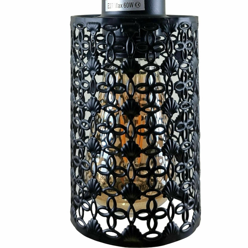 Wandlampe mit Drahtkäfig und schwarzem Metall